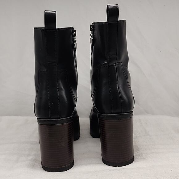 ASOS STRADIVARIUS CHUNKY BLACK STACKED HEEL HEART ZIPPER BOOTS LADIES 40 VGUC - Picture 7 of 16